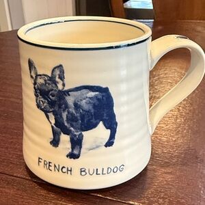 Anthropologie French Bulldog Mug - Navy and Cream